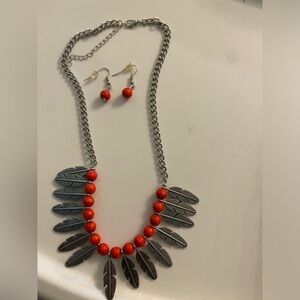 Red feather necklace